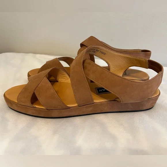 Women’s Cole Haan Criss Cross Tan Leather Suede Sandals size 9M - Picture 2 of 11
